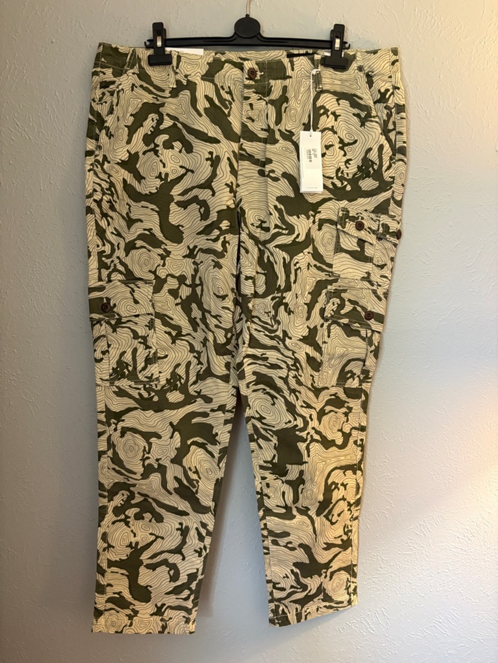 AG Jeans Olive and Cream Topography Cargo Pants